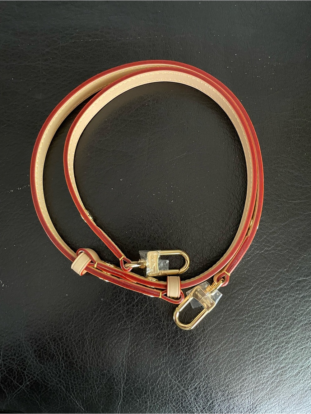 Louis Vuitton Adjustable Leather Crossbody Strap with Gold Hardware